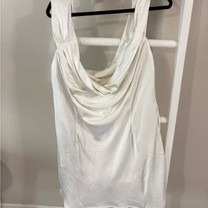 Fashion Nova Ivory Satin Mini Dress